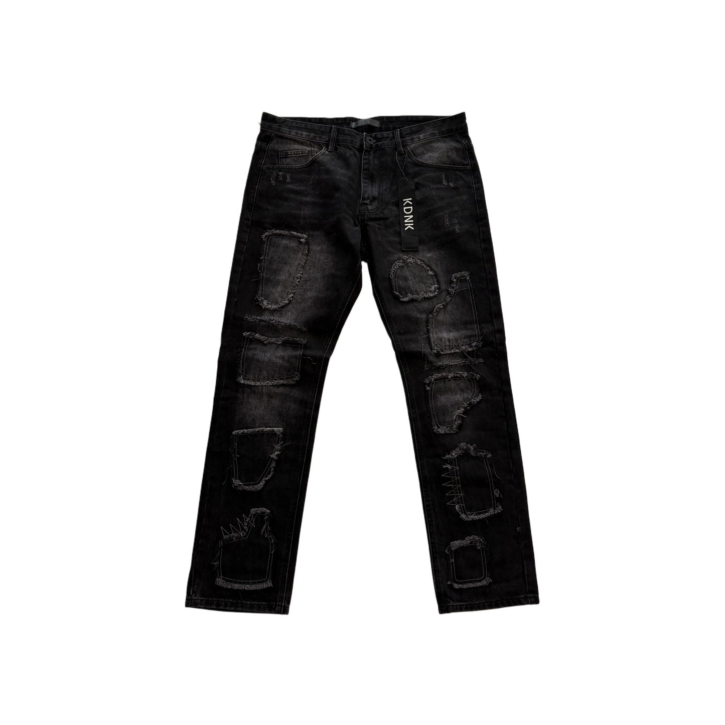 KDNK Washed Black Patches Regular Jean