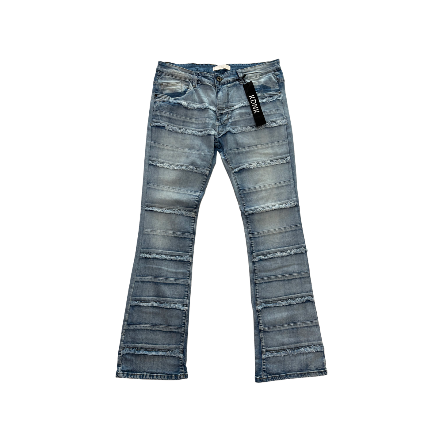 KDNK Distressed Lines Skinny Flare Jean