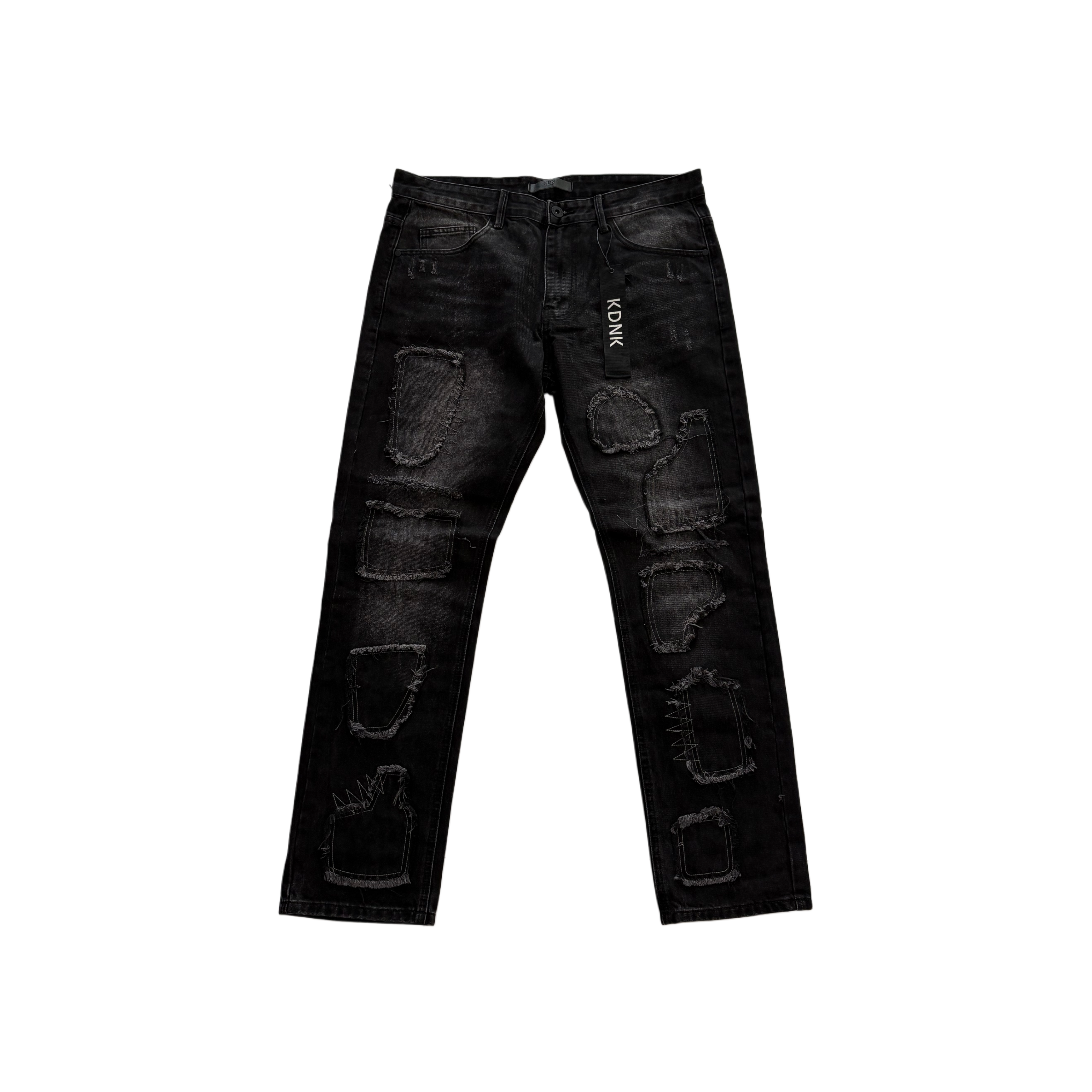 KDNK Washed Black Patches Regular Jean