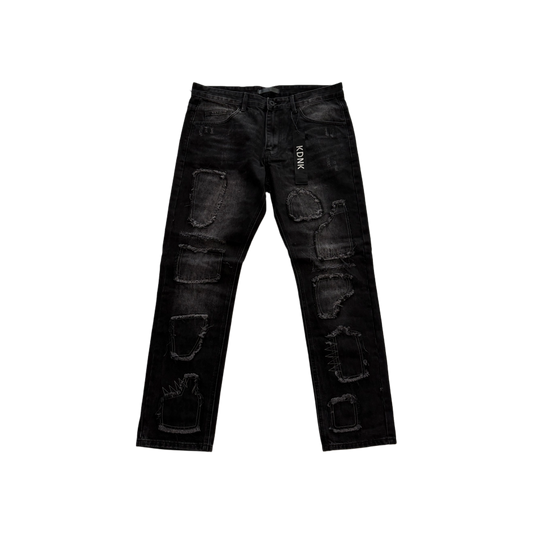 KDNK Washed Black Patches Regular Jean