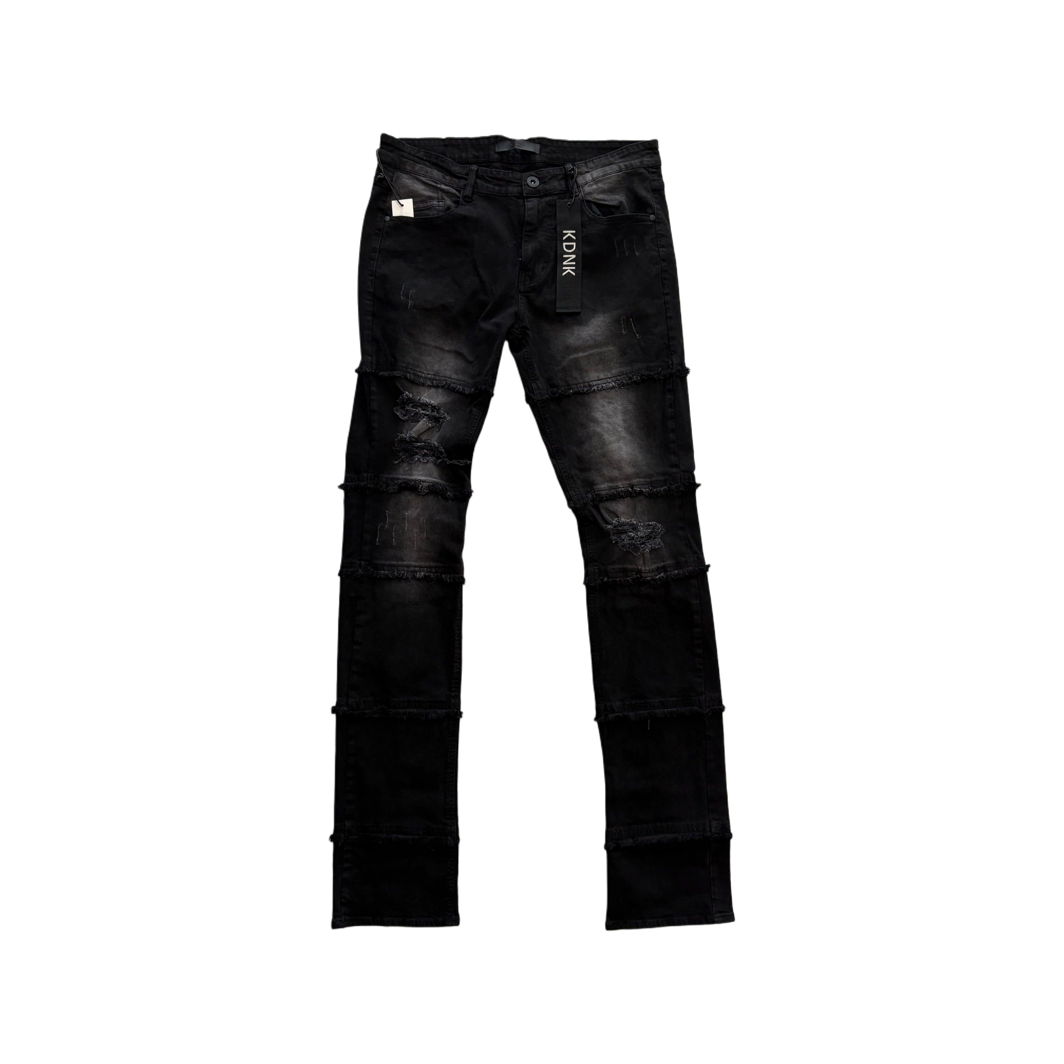 KDNK Black Washed Stacked Pant