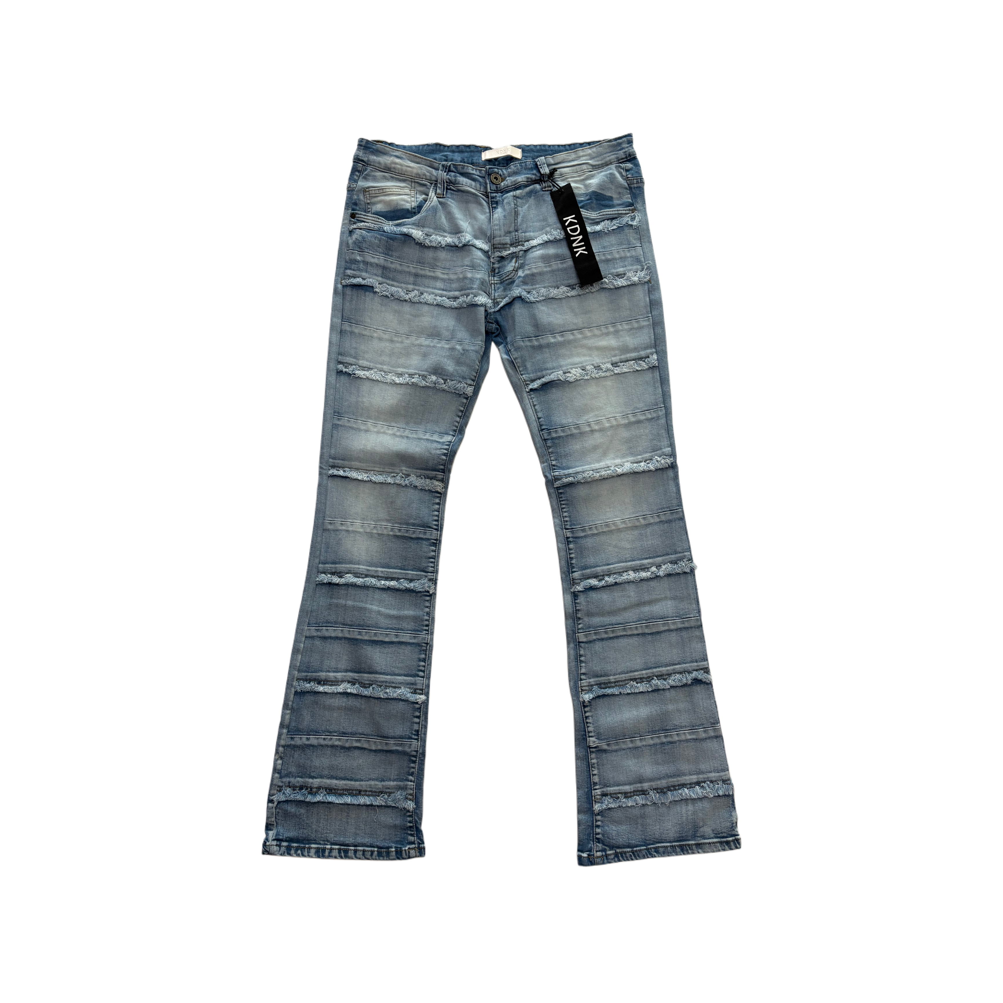 KDNK Distressed Lines Skinny Flare Jean