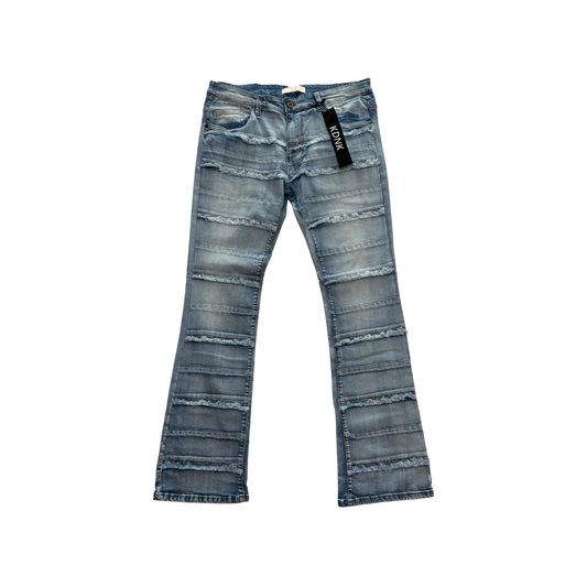 KDNK Distressed Lines Skinny Flare Jean