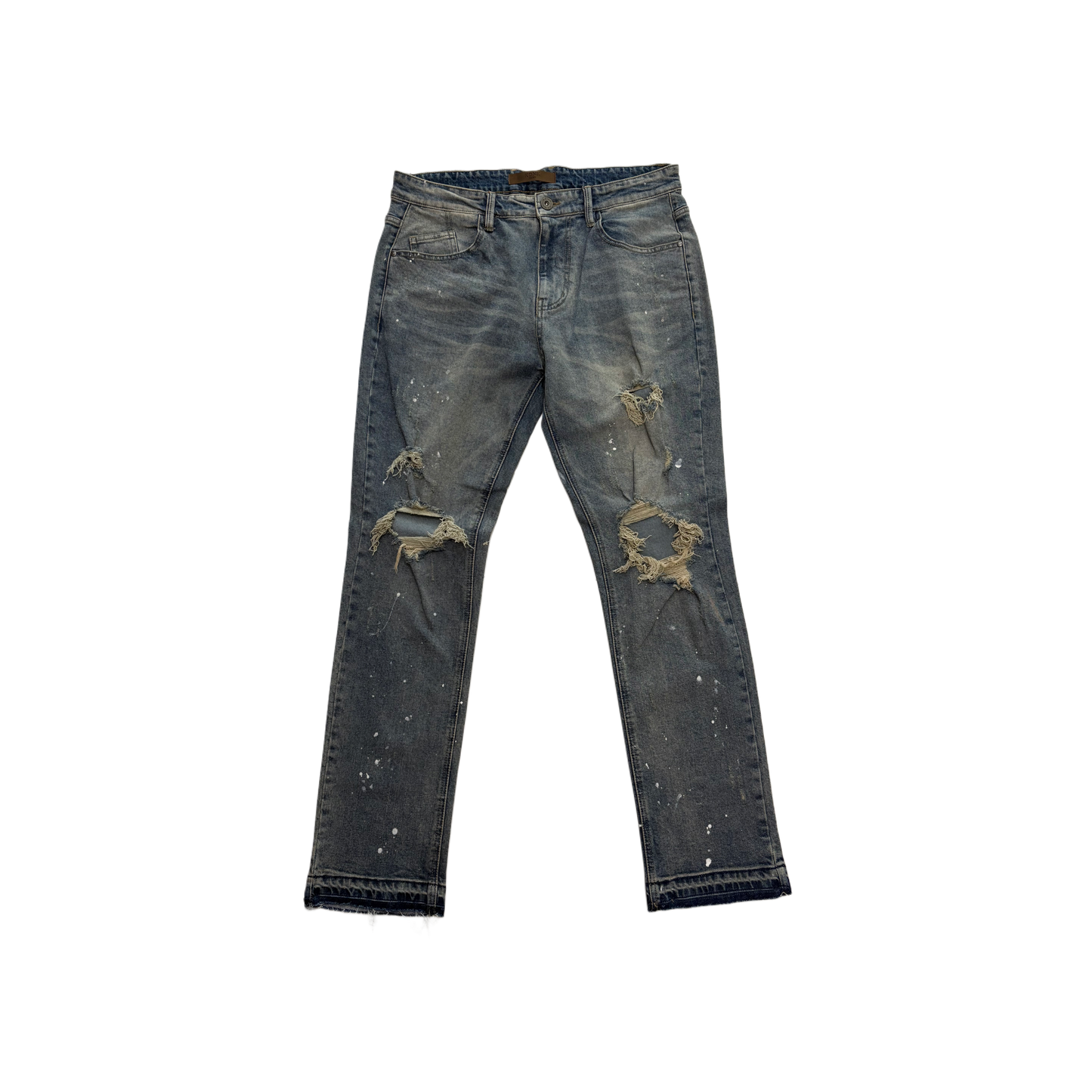 KDNK Distressed white spots relaxed jean