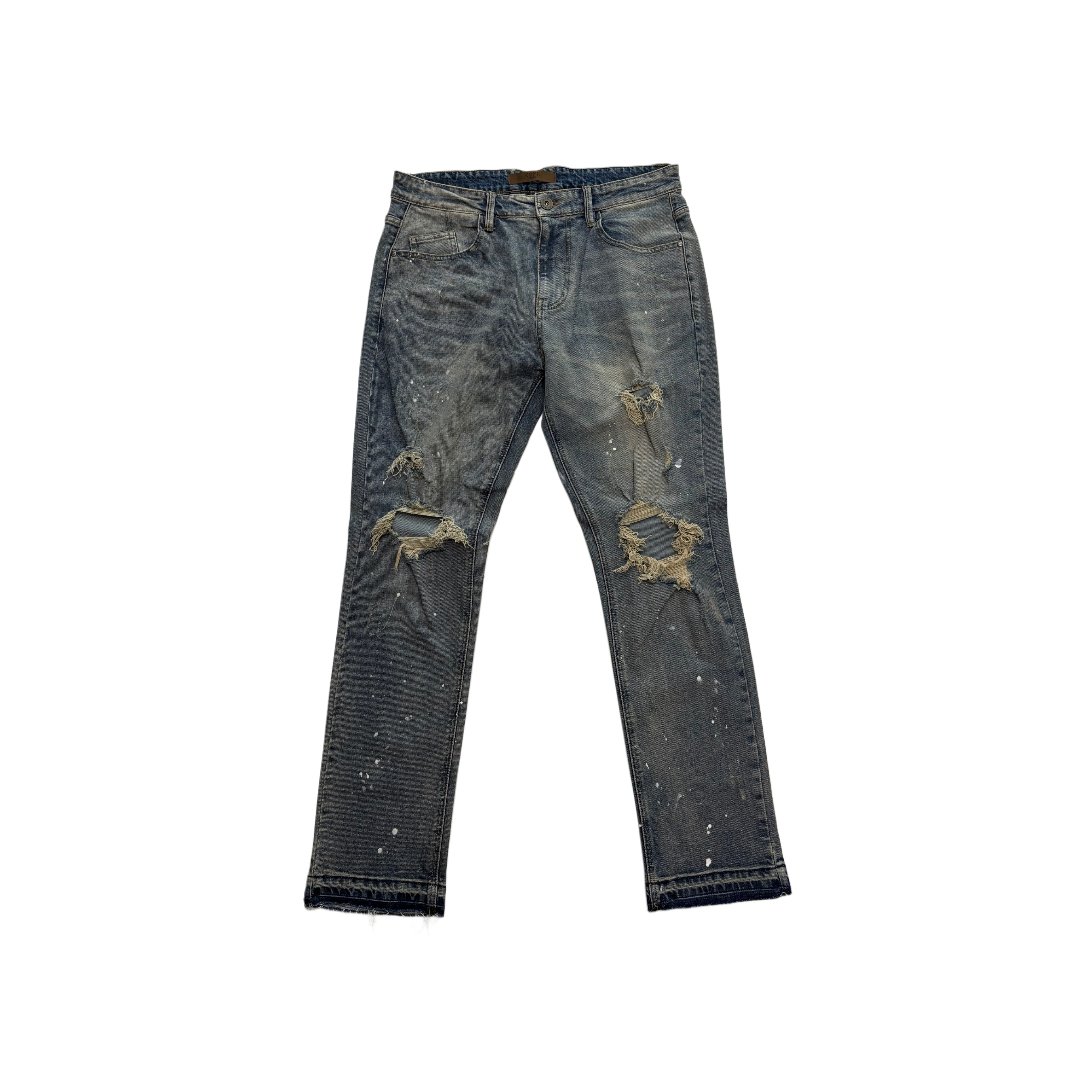KDNK Distressed white spots relaxed jean