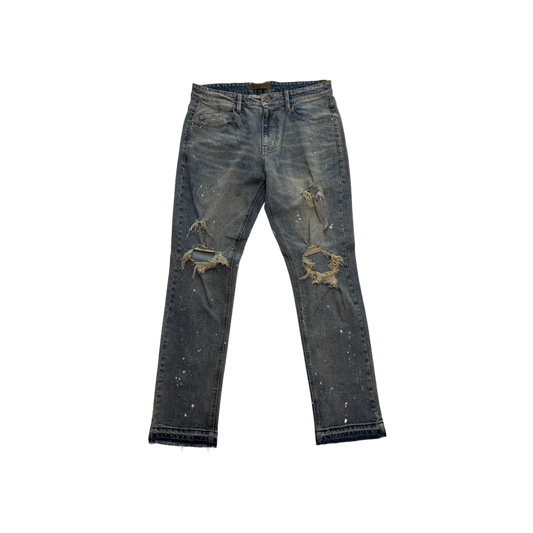 KDNK Distressed white spots relaxed jean