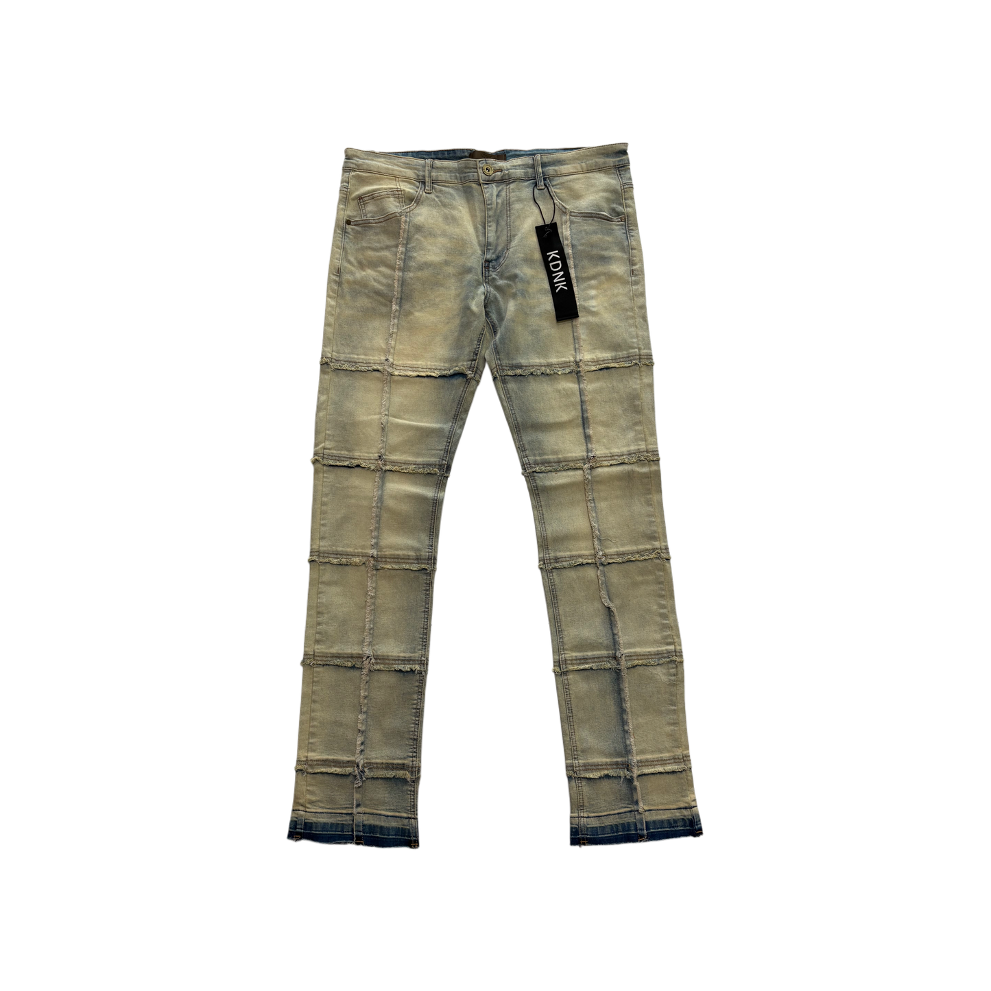 KDNK Distressed Plaid Pattern Skinny Jean