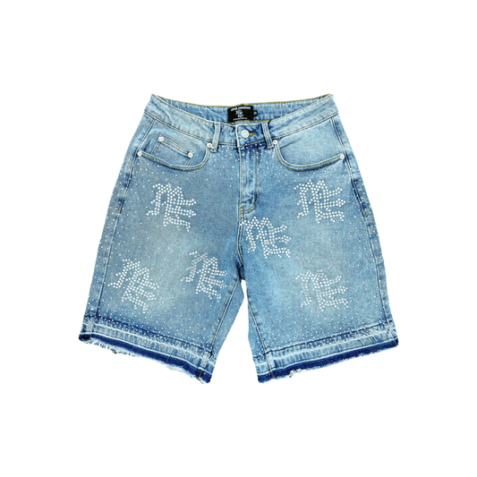 Mixed Emotion Rhinestones Denim Shorts